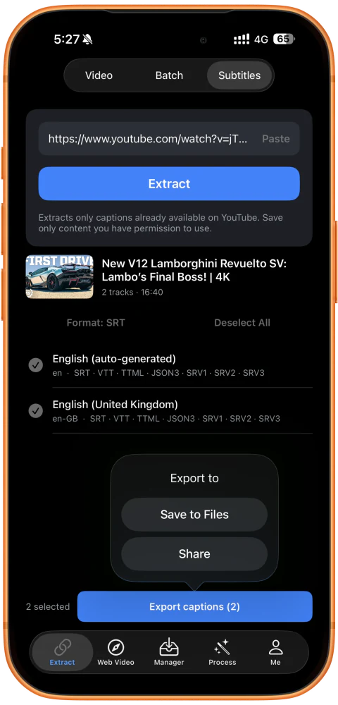 Save to Files or share