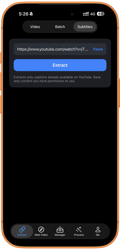 Paste a YouTube video link