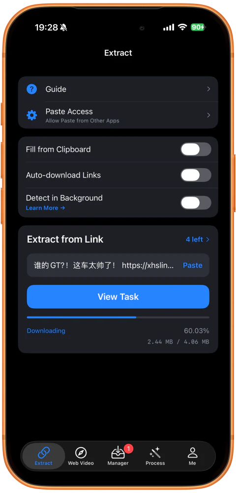 等待下载完成，点击 View Task（查看任务）